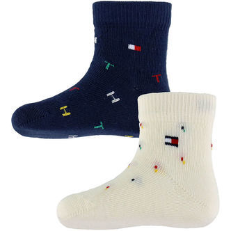 Tommy Hilfiger Strømper - 2-pak - Tommy Original/Hvid m. Print