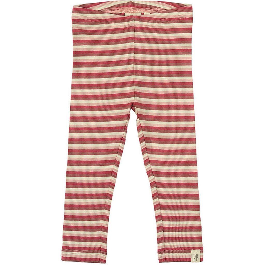 Petit Piao Leggings - Rib - Modal - Light Berry Multi Stripe