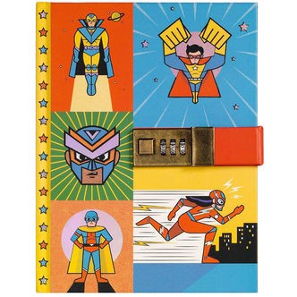 Djeco Dagbog m. Kodelås - Ben Newman - Superhelte