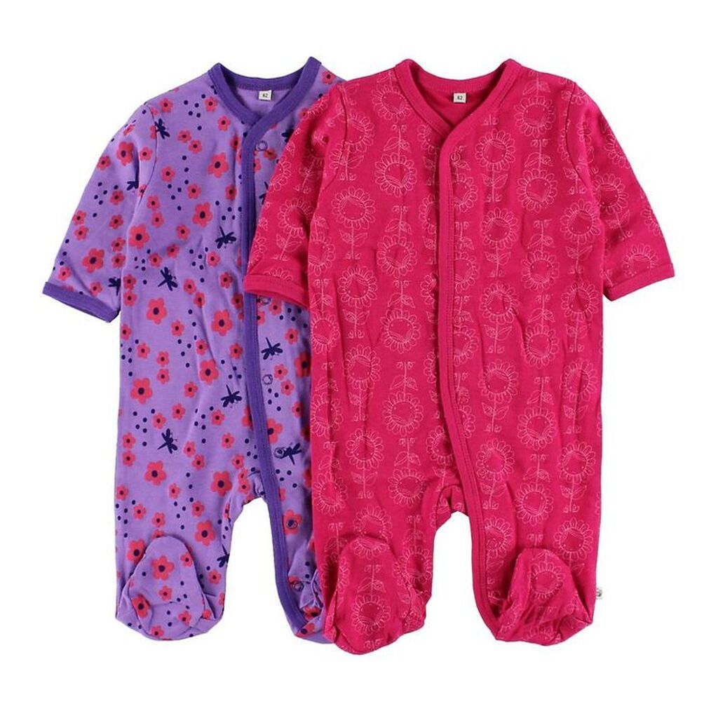 Pippi Natdragter m/f - 2-Pak - Lilla/Pink m. Print