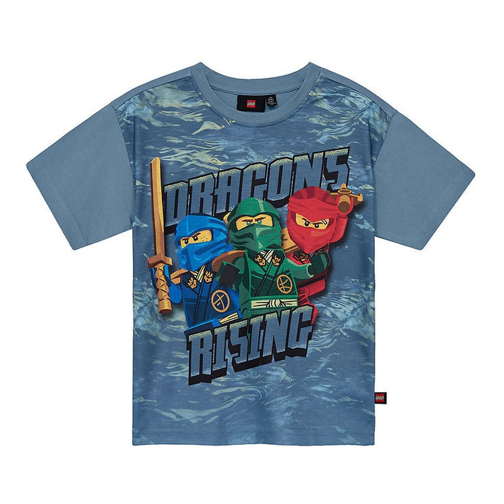 LEGOÂ® Ninjago T-shirt - LwTaffy 302 - Støvet Blå m. Print