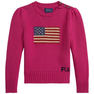 Polo Ralph Lauren Bluse - Strik - Preppy Pink m. Flag