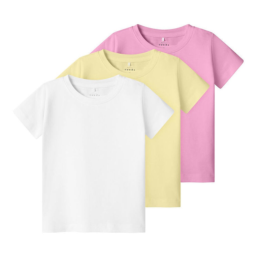 Name It T-shirt - NmfVibbi - 3-pak - Pastel Yellow/Pink Frosting