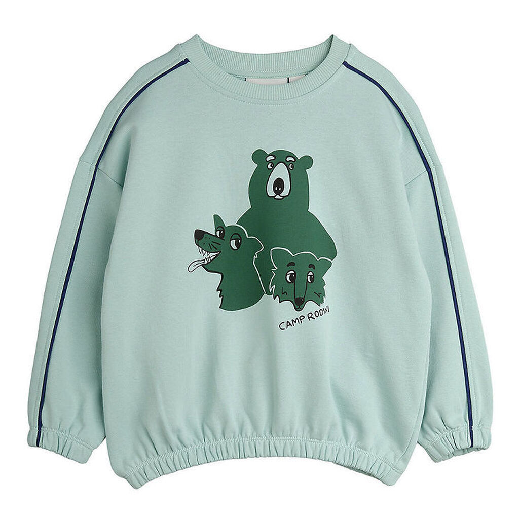 Mini Rodini Sweatshirt - Camp Rodini - Lysegrøn m. Vilde Dyr