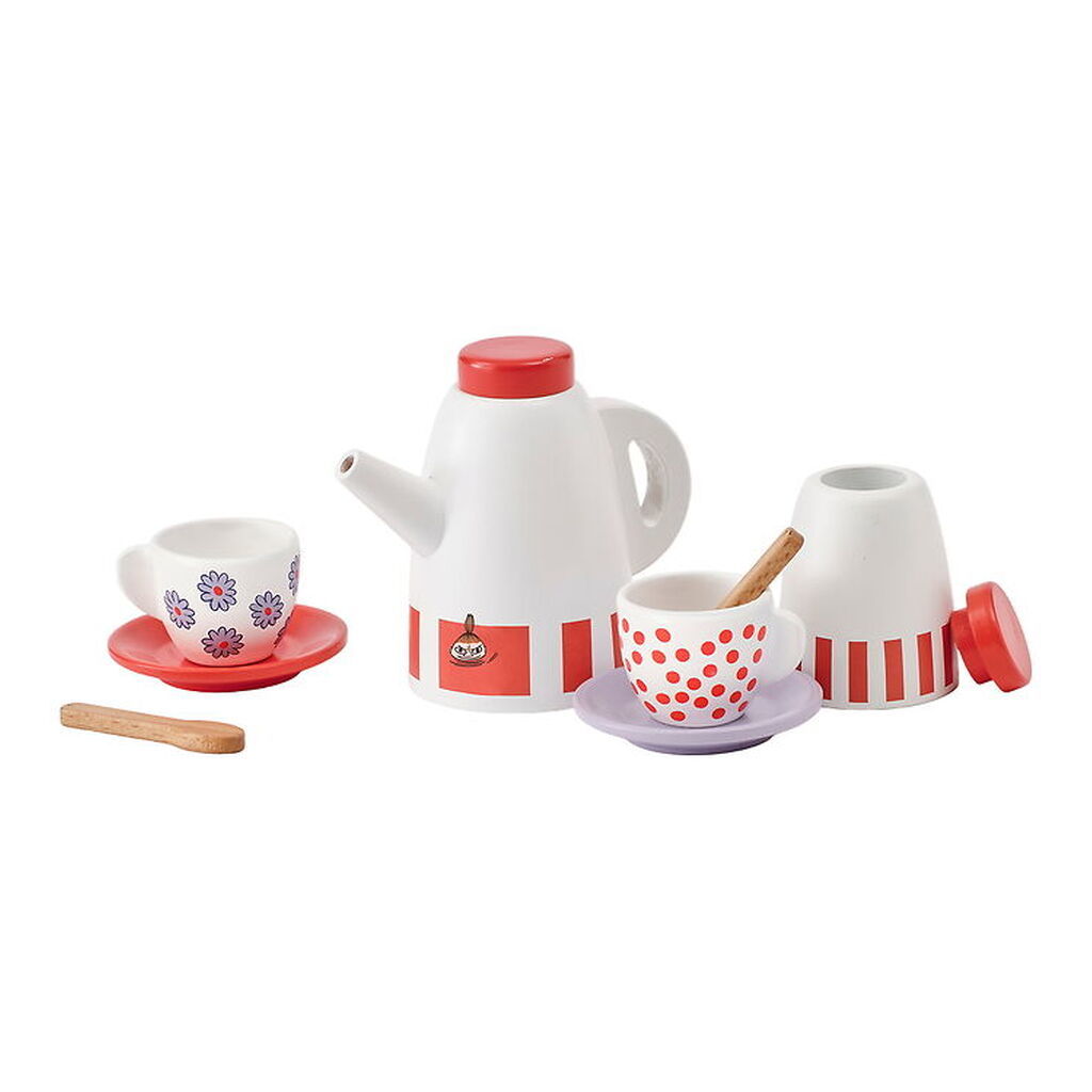 Kids Concept Kaffestel - Træ - Hvid/Rød m. Mumitrolde