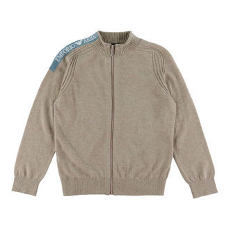 Emporio Armani Cardigan - Viskose/Uld - Beigemeleret m. Blå
