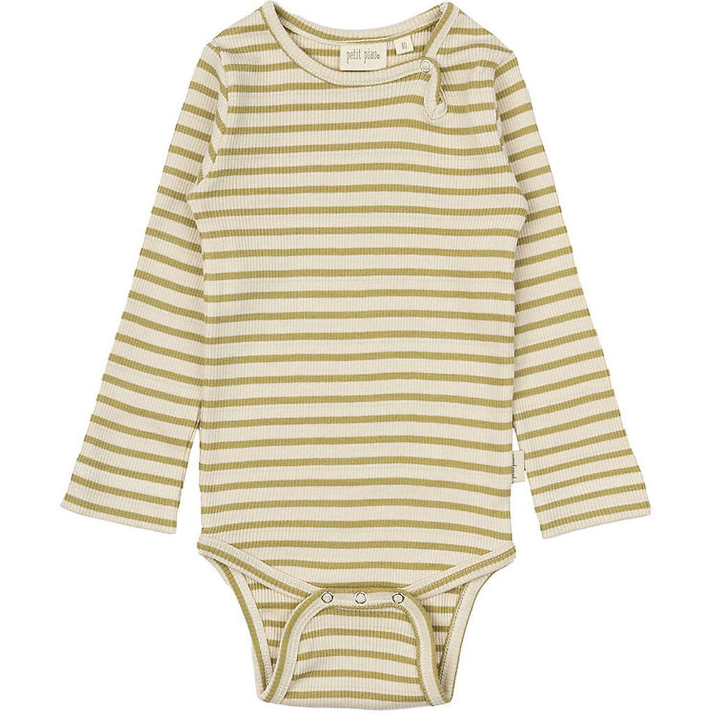 Petit Piao Body l/æ - Rib - Modal - Khaki/Dark Off White