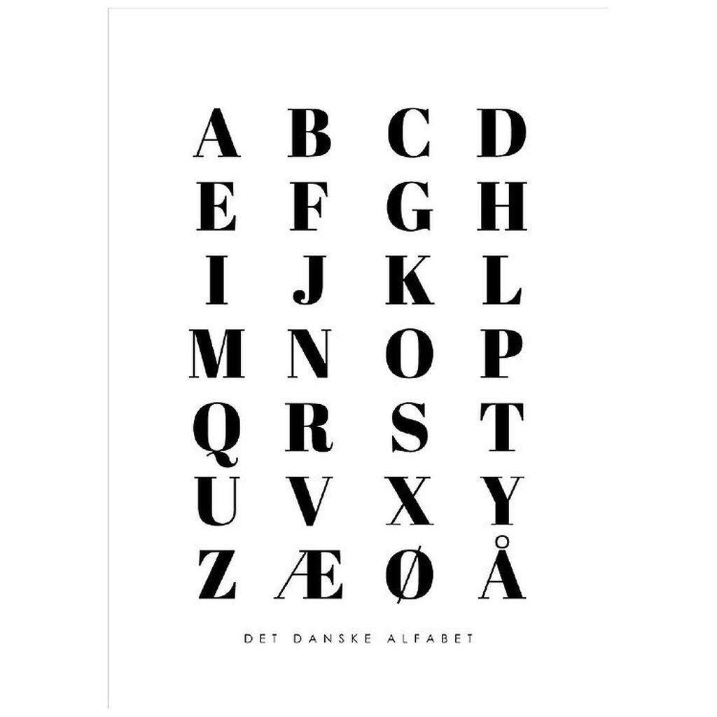 Citatplakat Plakat - B2 - Alfabet Plakat - Hvid