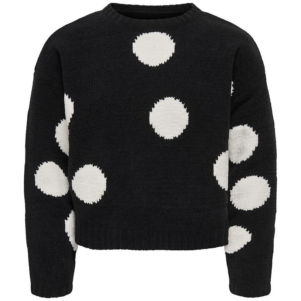 Kids Only Bluse - Strik - KogSus - Black/ Egret/ Polka Dot Assym