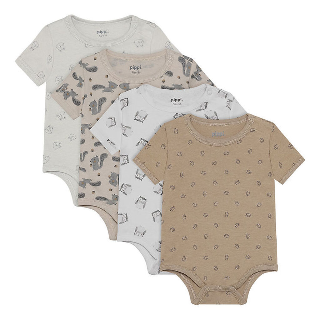 Pippi Baby Bodyer k/æ - 4-pak - Rainy Day