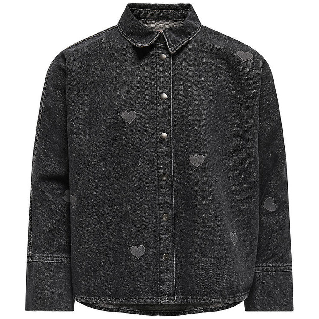 Kids Only Skjorte - KogGrace - Washed Black/ Heart Embroide