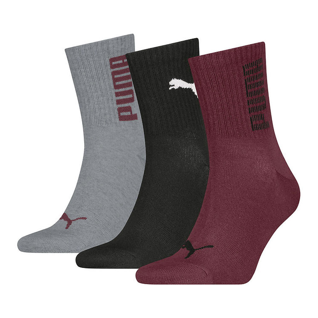 Puma Strømper - Short - 3-pak - Bordeaux/Sort/Grå