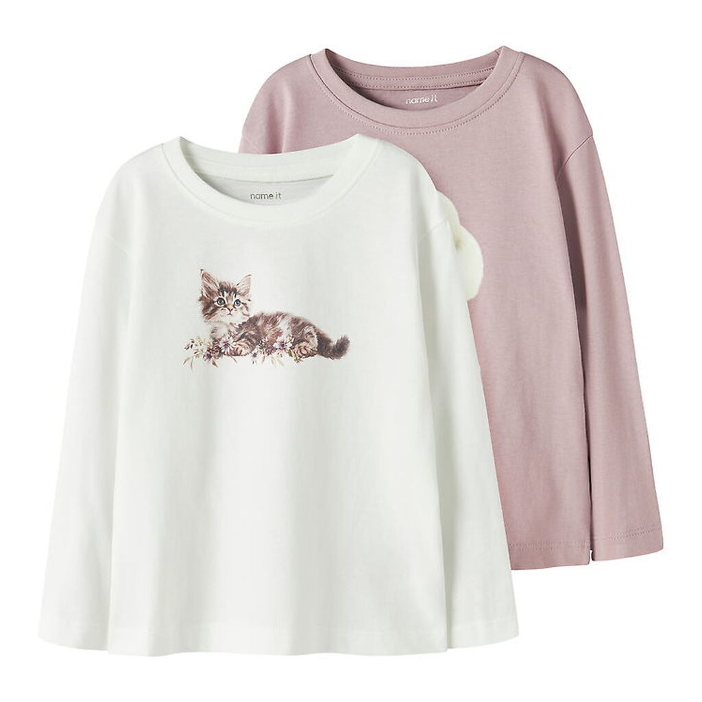 Name It Bluser - 2-pak - NmfVotea - Cloud Dancer/Keepsake Lilac