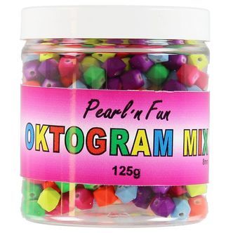 Pearl'n Fun Perler - Oktogram - 125 gram - Neon