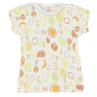 Joha T-Shirt - Bambus - Hvid m. Frugter/Bogstaver