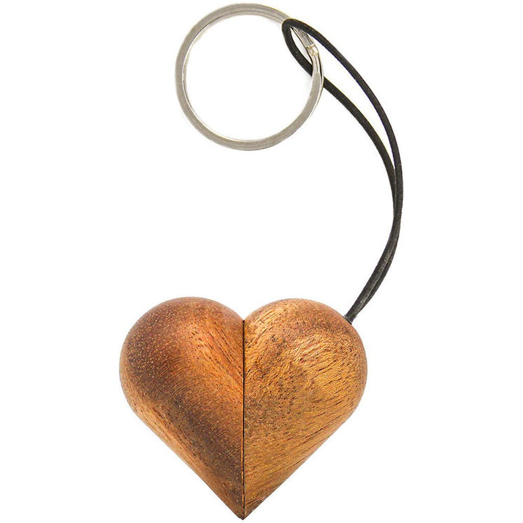 FableWood Hjerte-Nøglering - 5 cm - Natur