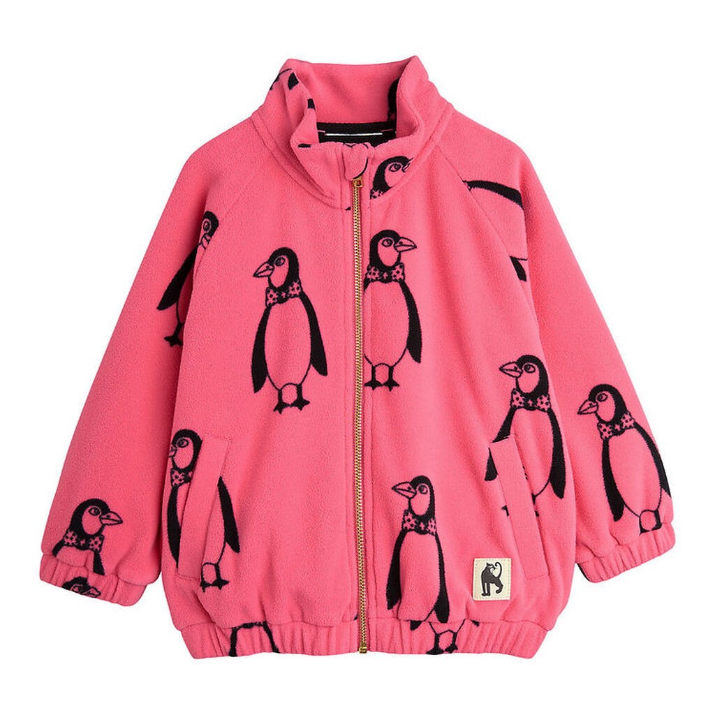 Mini Rodini Fleecejakke - Penguin - Pink