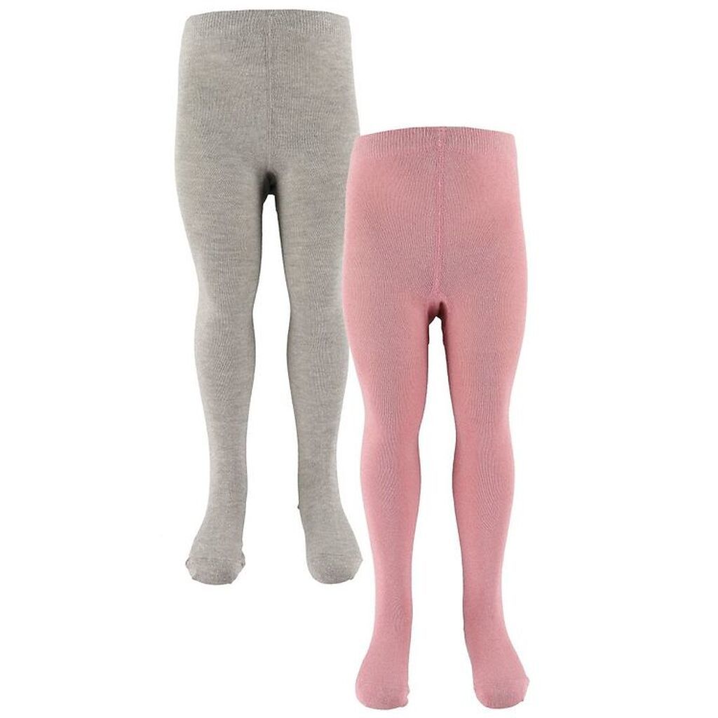 Minymo Strømpebukser - 2-pak - Grå/Rosa m. Glimmer