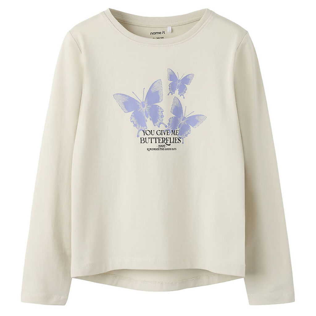 Name It Bluse - NkfVix - Pumice Stone/Dot Butterflies