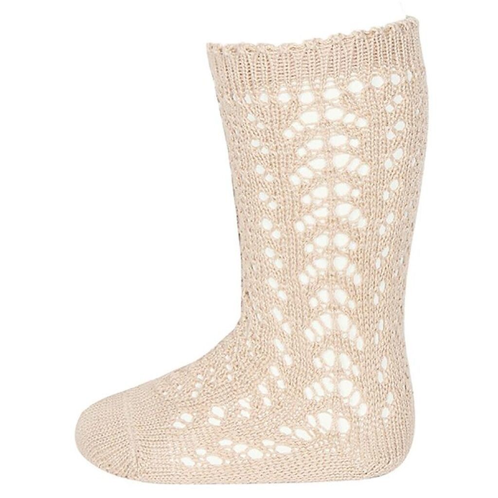 Condor Knæstrømper m. Hulmønster - Beige