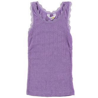 Joha Undertrøje - Uld/Silke - Lilla m. Hulmønster