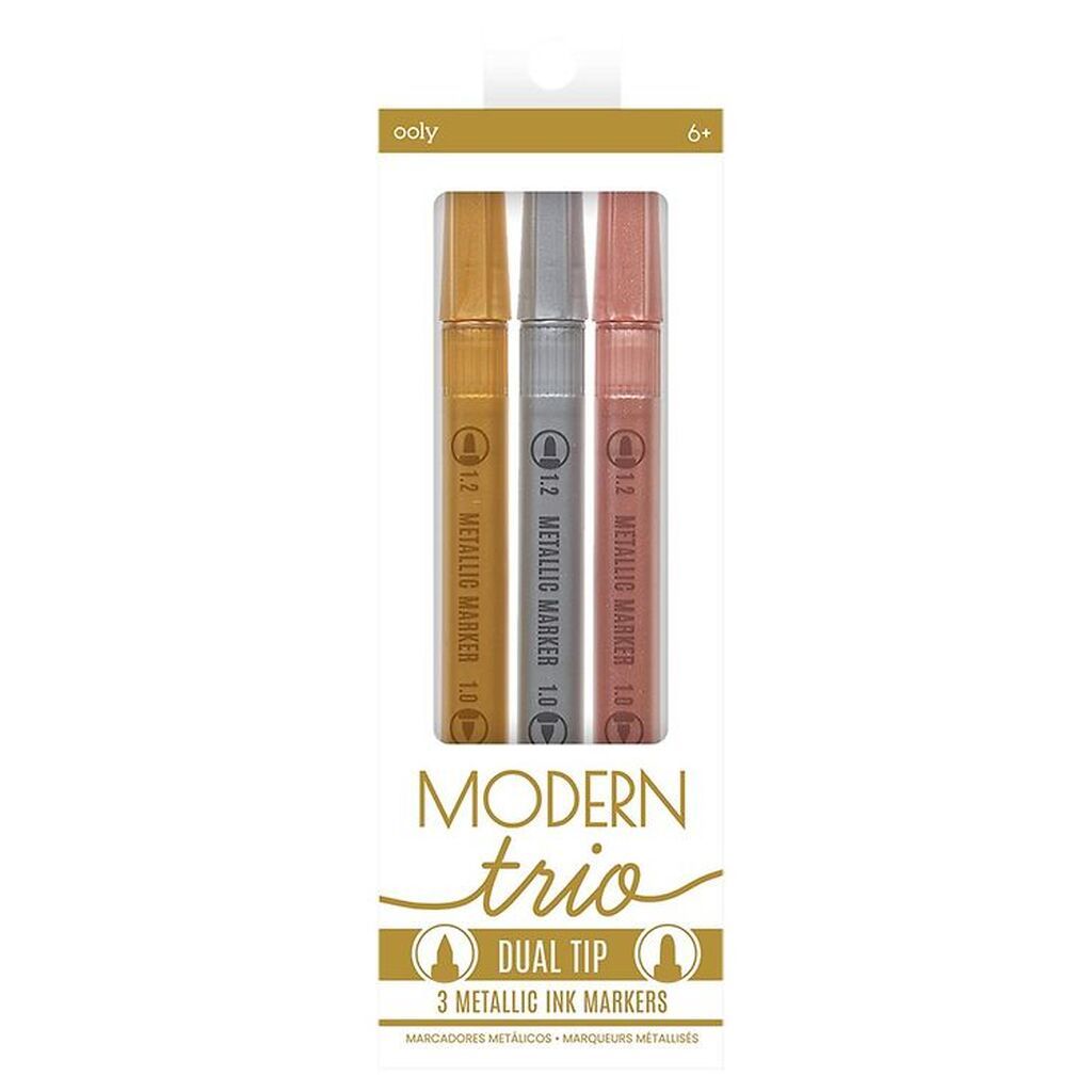 Ooly Dobbeltsidet Tuscher - 3 Stk - Modern Trio Dual Tip Metalli