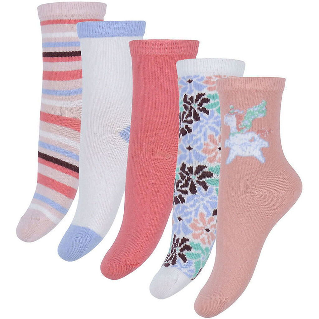 Name It Strømper - 5-Pak - NmfVinni - Bright White/Floral AOP