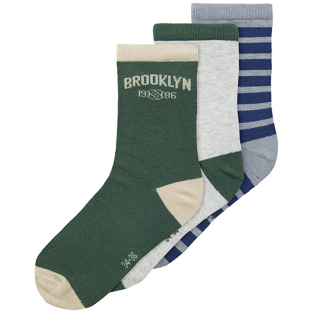 Name It Strømper - NkmNols - 3-pak - Grey Melange/Garden Topiary