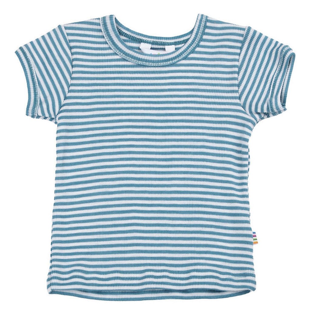 Joha T-shirt - Rib - Uld/Silke - Off White/Blå