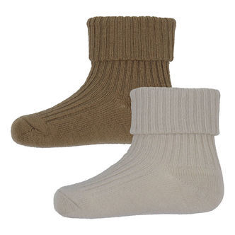 Wheat Strømper - 2-pak - Uld - Rib - Ziggy - Caramel