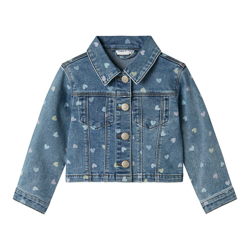 Name It Denimjakke - NmfFalula - Medium Blue Denim m. Hjerter