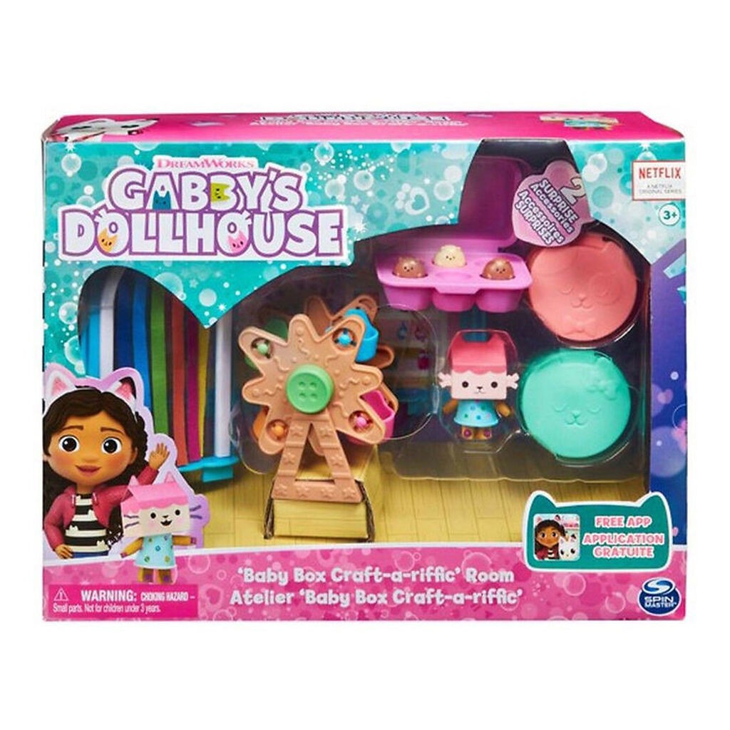 Gabby's Dollhouse Sæt - 7 Dele - Deluxe Room - Craft Room