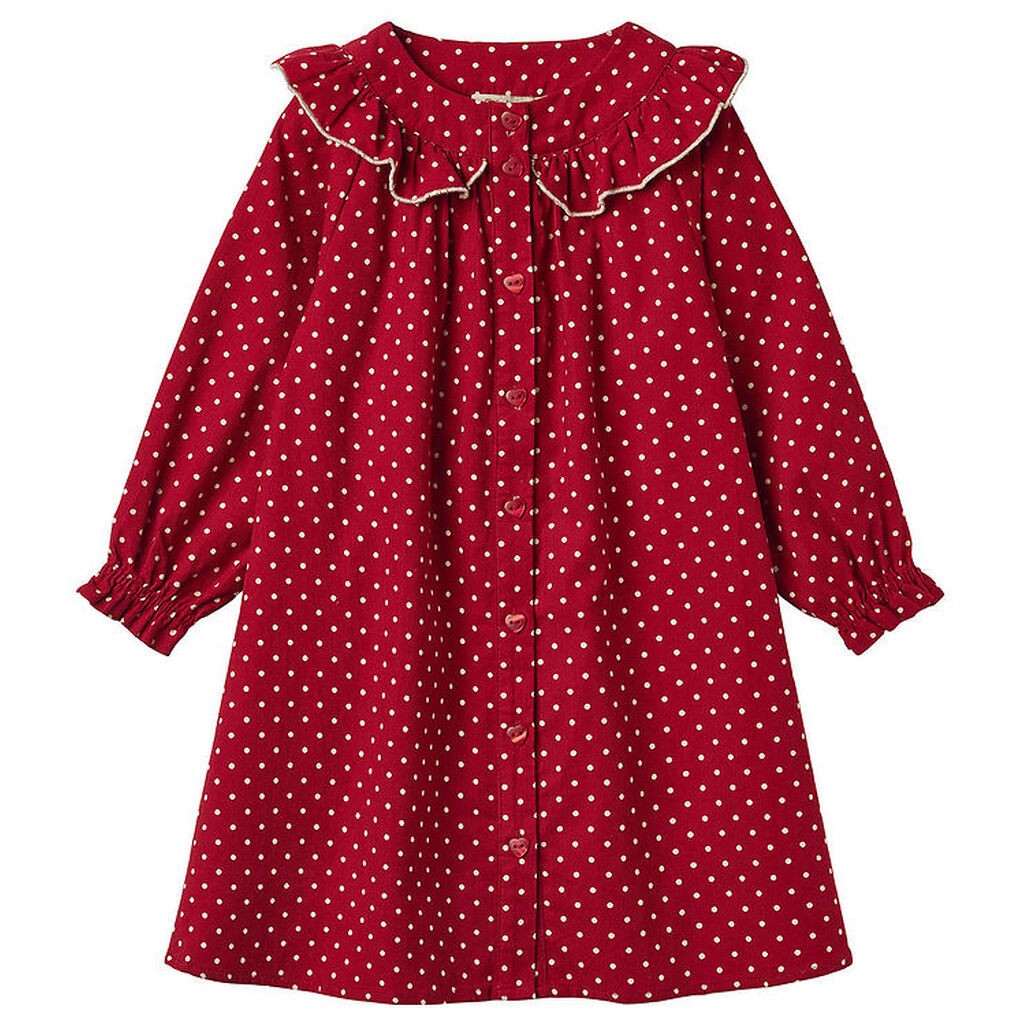 Fliink Kjole - Fløjl - Dolly Dot - Pompeian Red