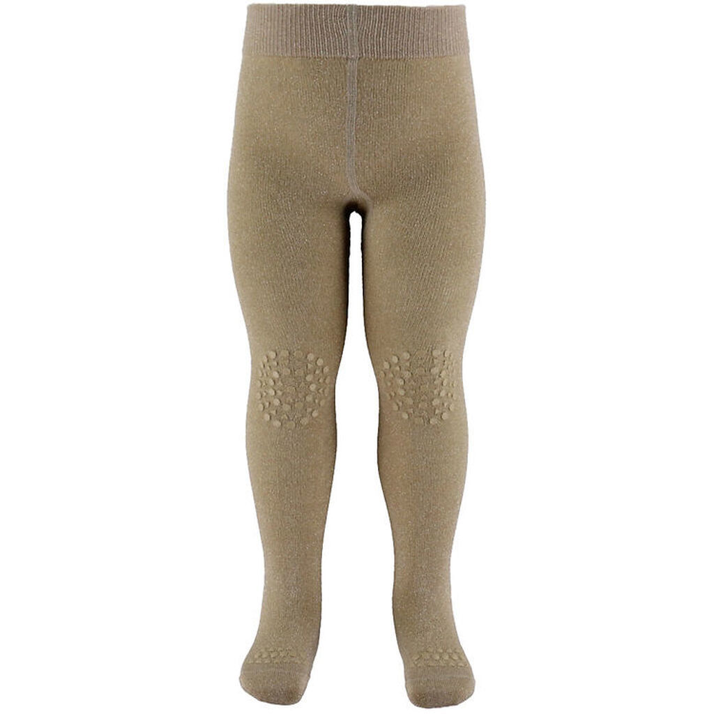 GoBabyGo Kravlestrømpebukser - Bambus - Champagne Beige m. Glimm