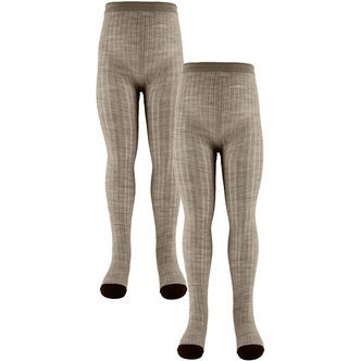 FUB Strømpebukser - Uld - Rib - 2-pak - Oat Melange