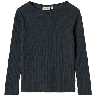 Wheat Bluse - Uld/Silke - Rib - Alfie - Navy