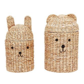 OYOY Opbevaringskurv - Bjørn & Kanin - 2 sæt - Nature