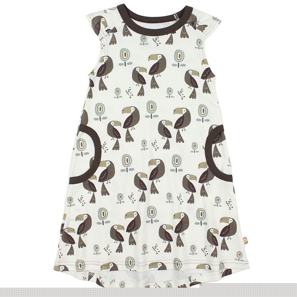 Katvig Kjole - Creme/Brun m. Tukaner