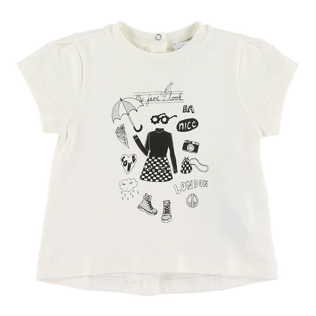 Emporio Armani T-shirt - Latte m. Print