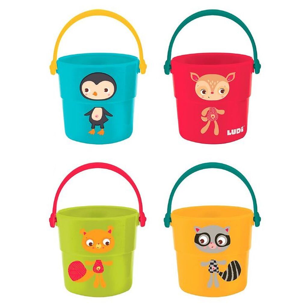 Ludi Badelegetøj - 4 Spande - Multifarvet m. Dyr
