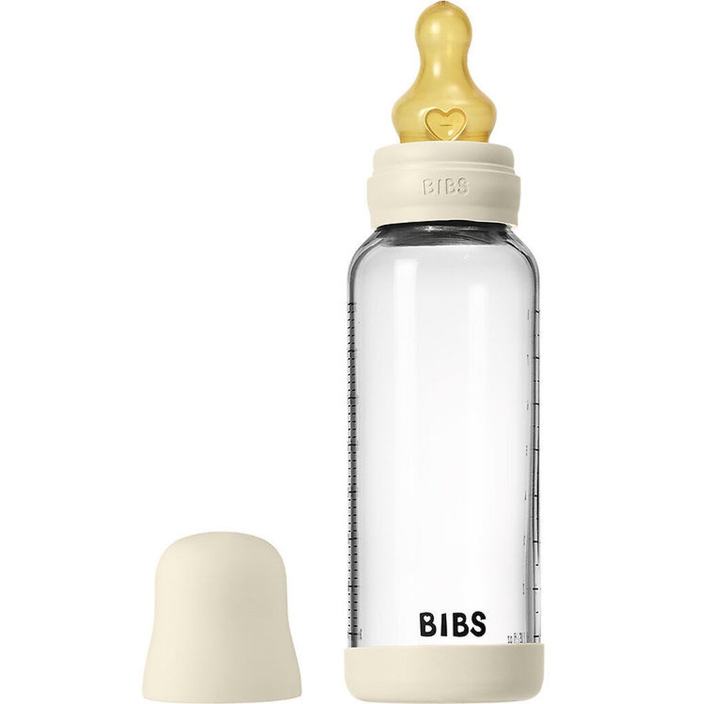 BIBS Sutteflaske - 240 ml - Glas/Naturgummi - Ivory