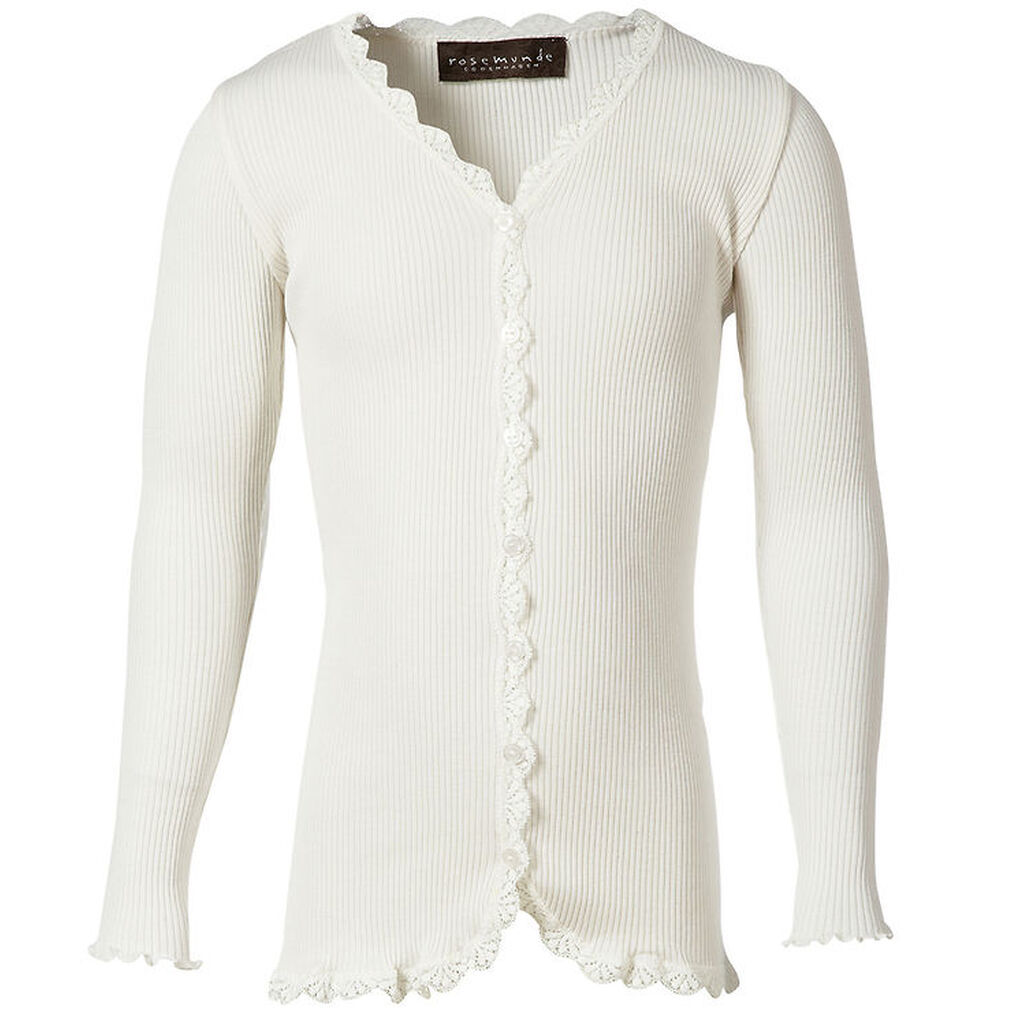 Rosemunde Cardigan - Rib - Silke/Bomuld - Noos - New White