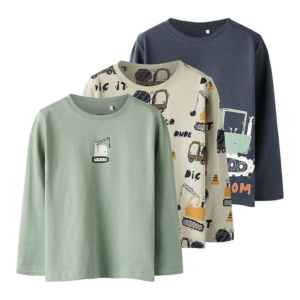 Name It Bluser - 3-pak - NmmNiko - Green Bay/Silver Lining