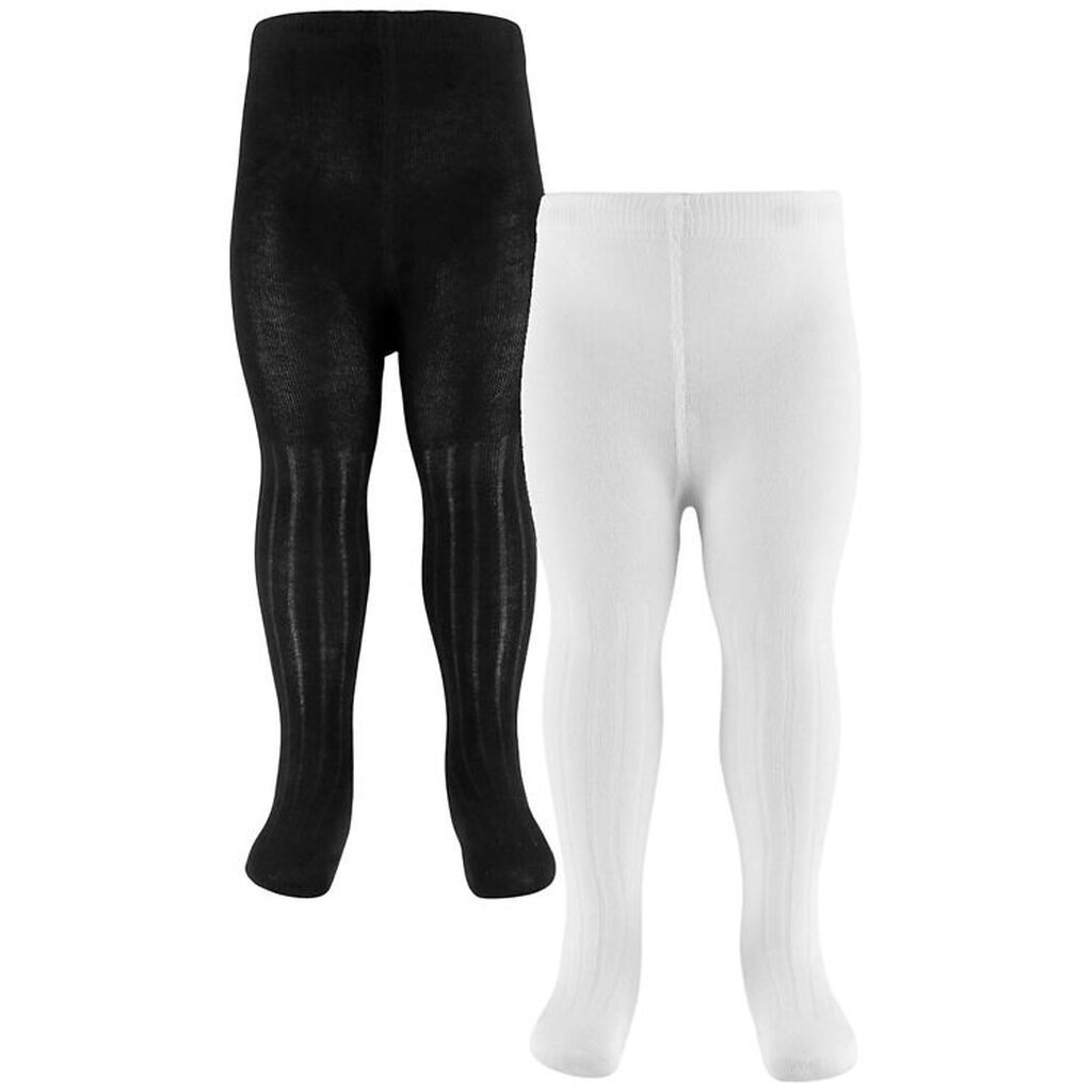 Minymo Strømpebukser - 2-pak - Rib - Noos - Black