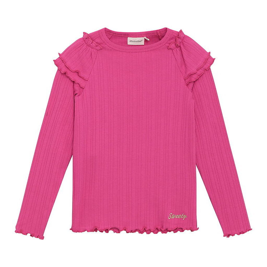 Minymo Bluse - Rib - Fuchsia Fedora