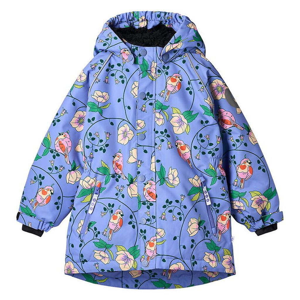 Småfolk Vinterjakke - Purple Delight m. Fugle/Blomster