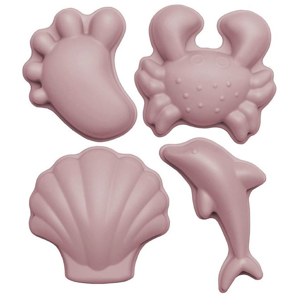 Scrunch Sandforme - 4 stk - Silikone - 6,5-10,5 cm - Lyserød