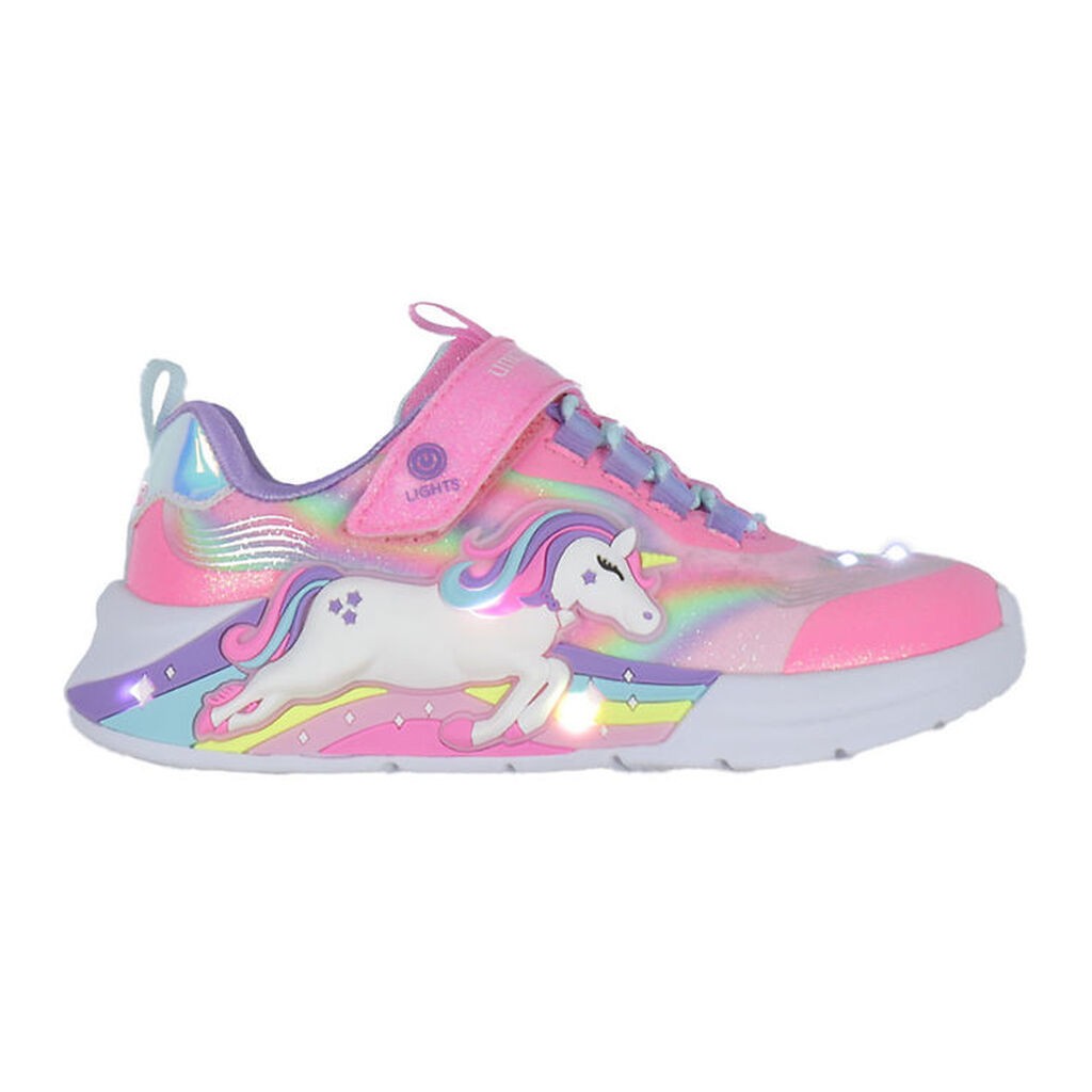 Skechers Sko m. Lys - Unicorn Chaser - Pink/Multi