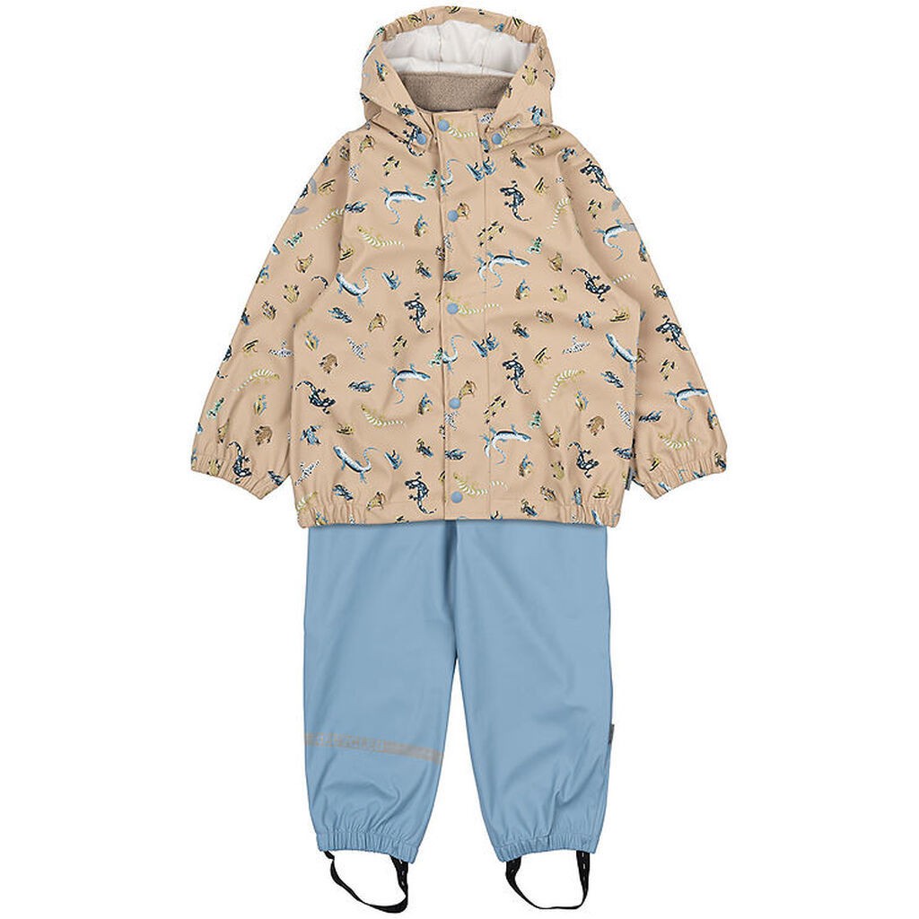 Mikk-Line Regntøj m. Seler - PU - Recycled - Faded Denim m. Magi