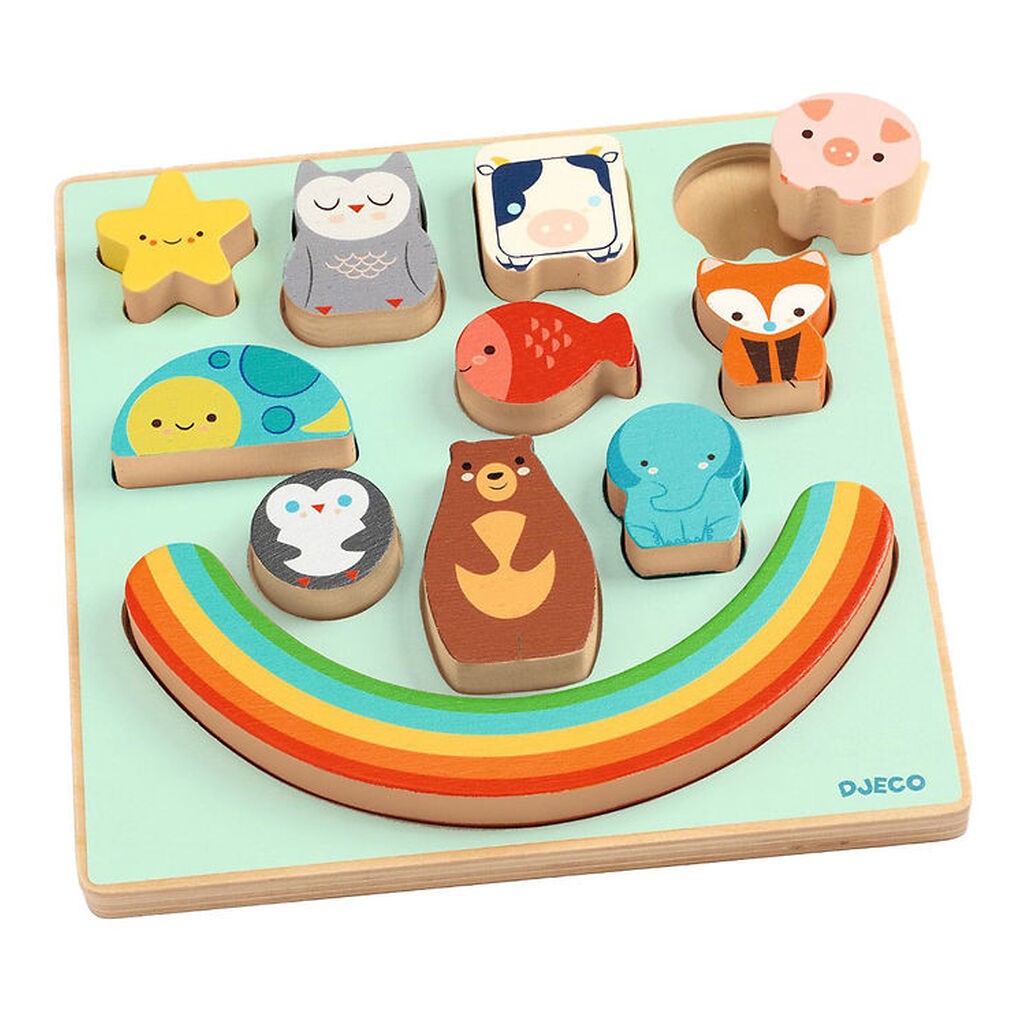 Djeco Puslespil - 11 Brikker - Træ - Puzz & Boom Rainbow